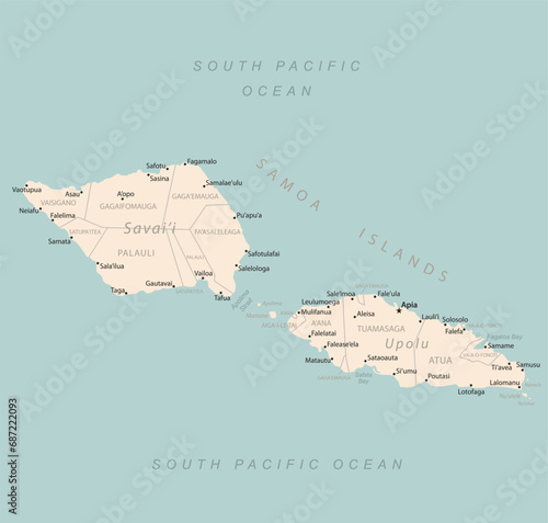 Samoa - detailed map with administrative divisions country.