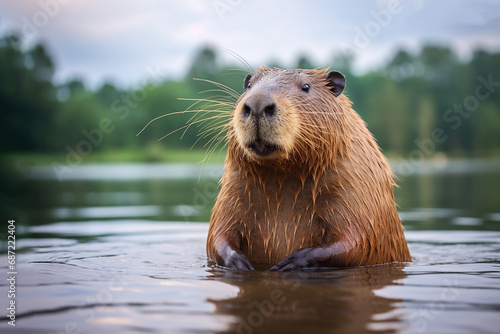 Capybara in water Wild animal
