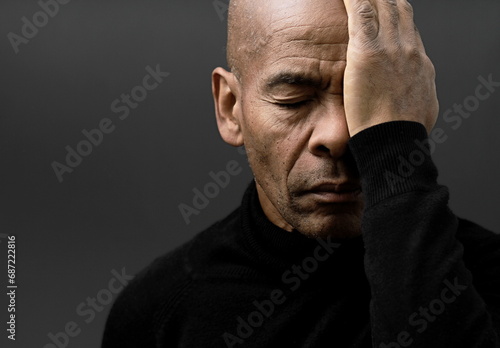 Fotografia blind man having difficulty seeing with people stock image stock photo