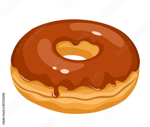 Donut. Cartoon vector handemade illustration. Isolated on a white background. Cute, chocolate. Simple modern design.