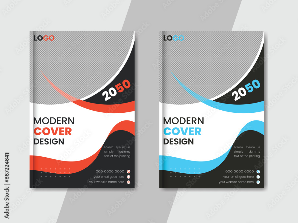 Professional book cover design vector template 2 color version diagram ...