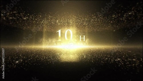 10th anniversary greetings, luxury background with particles, gold particles, congratulations photo
