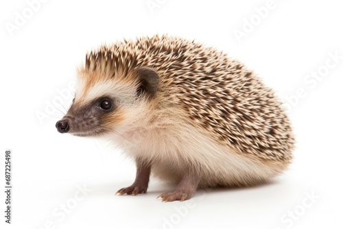 A single hedgehog isolated on white background