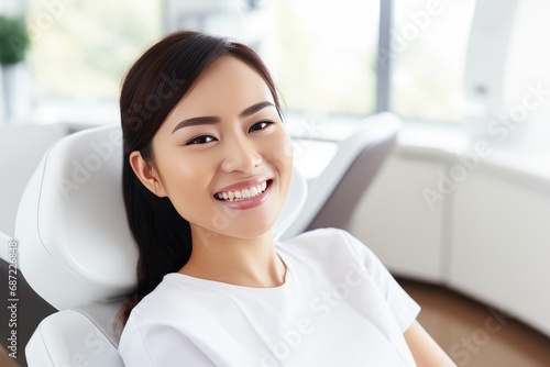 A Close-Up of a Woman's Smile with White Teeth