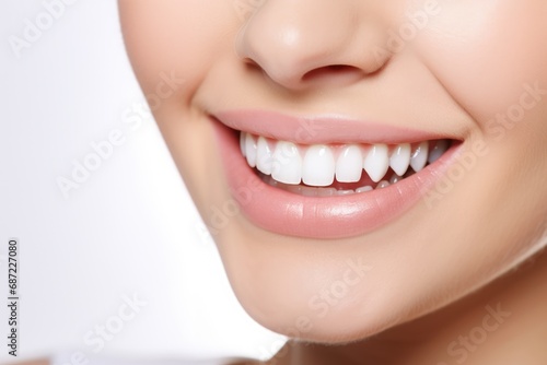 A Close-Up of a Woman's Smile with White Teeth