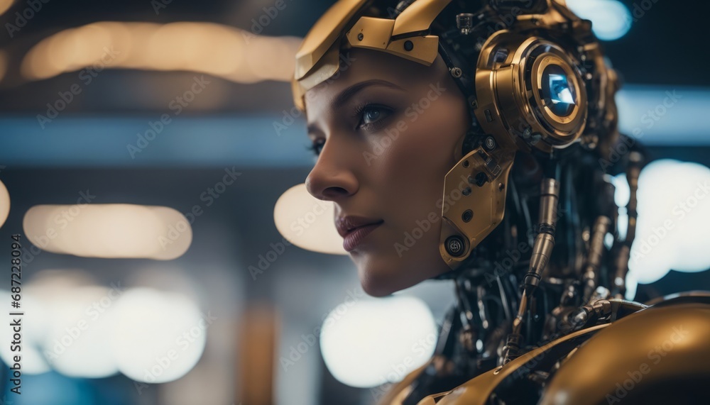 Portrait of a robot looking away Portrait of a robot looking away