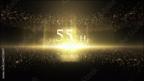 55th anniversary greetings, luxury background with particles, golden particles, congratulations photo