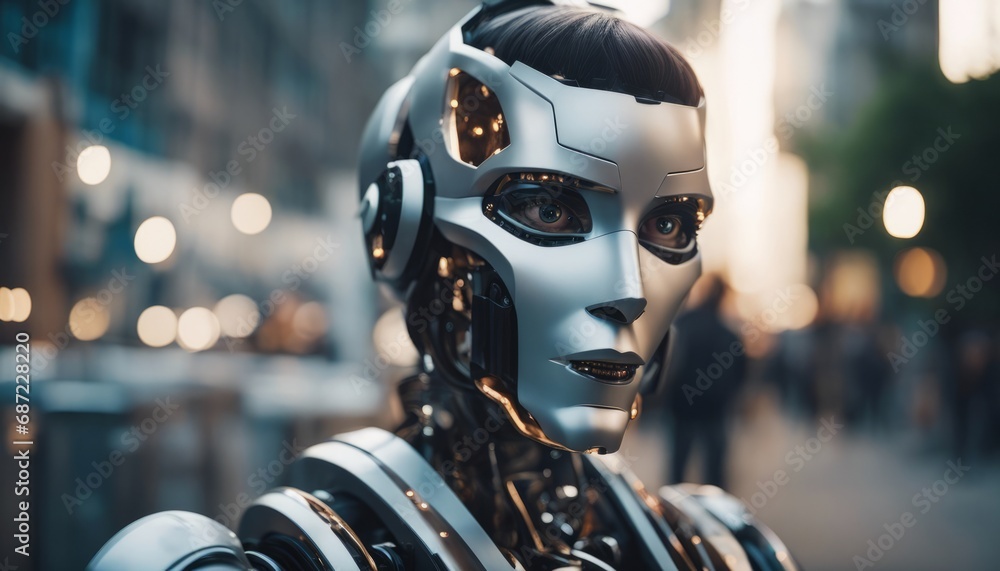 Fototapeta premium Portrait of a robot looking away