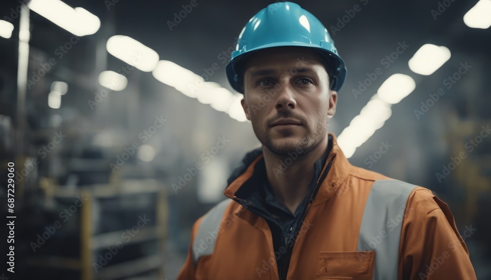 Portrait of male worker standing in metal industry Portrait of male worker standing in metal industry
