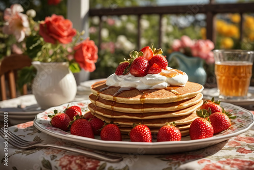 Visual Palate  Painting a Delectable Morning Spread of Whole-Grain Pancakes and Fresh Berries Generated with AI