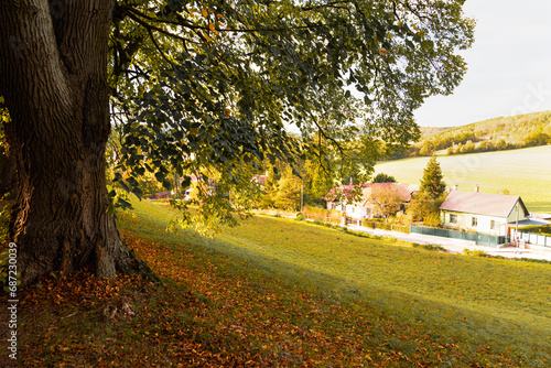 View on the the hills from Heiligenkreuz Abbey in autumn, Austria photo