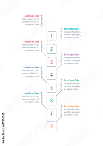 outline squares infographic template. eight options infographic template. education  web  internet  annual report  magazine infographic template