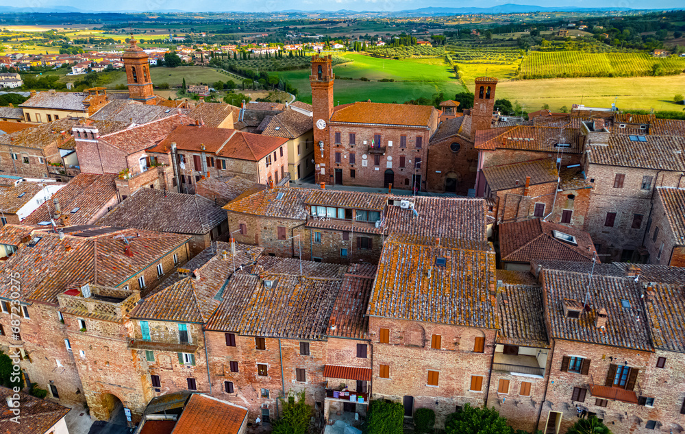 Obraz premium Aerial view of Torrita di Siena, Tuscany, Italy