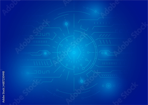 outline futuristic interface. tech interface on dark blue background. technical drawing technological interface