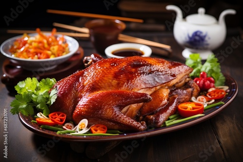 a delicious dish of roasted duck in chineese style photo