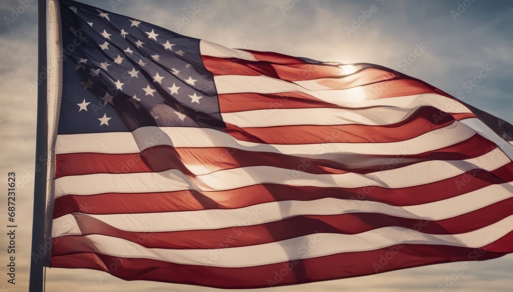 Obraz premium USA flag. American flag. American flag blowing in the wind