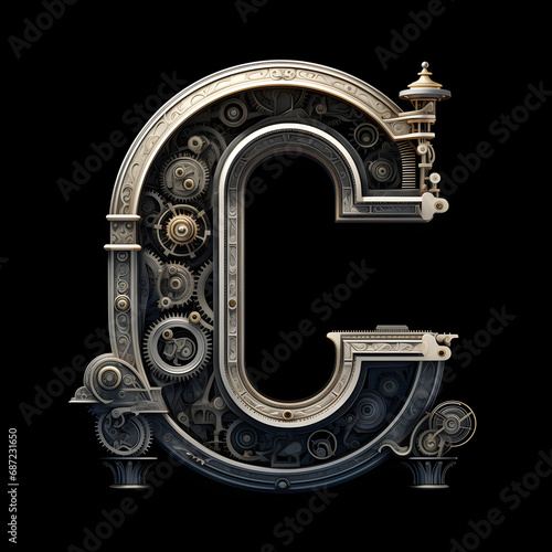 Letter C Clockwork style