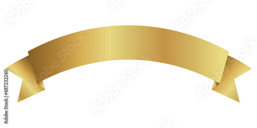 Gold greeting ribbon, layout for text, png isolated on transparent background.