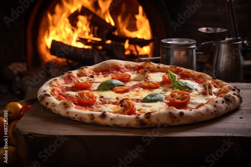 a delicious homemade italian pizza. Made in bake oven.