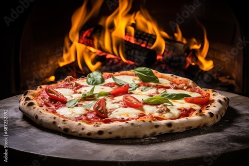 a delicious homemade italian pizza. Made in bake oven.