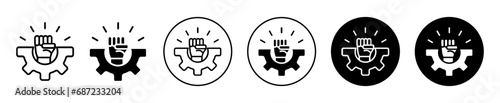 will power icon. strong hand hold to show strength and power symbol set. self confident or strong closed punch represent willpower or confidence vector line logo