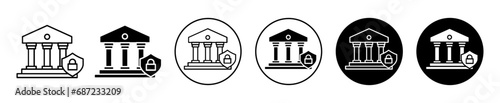 State Security icon. government or parliament building security system symbol set. Federal bank center or state administration office security service vector line logo