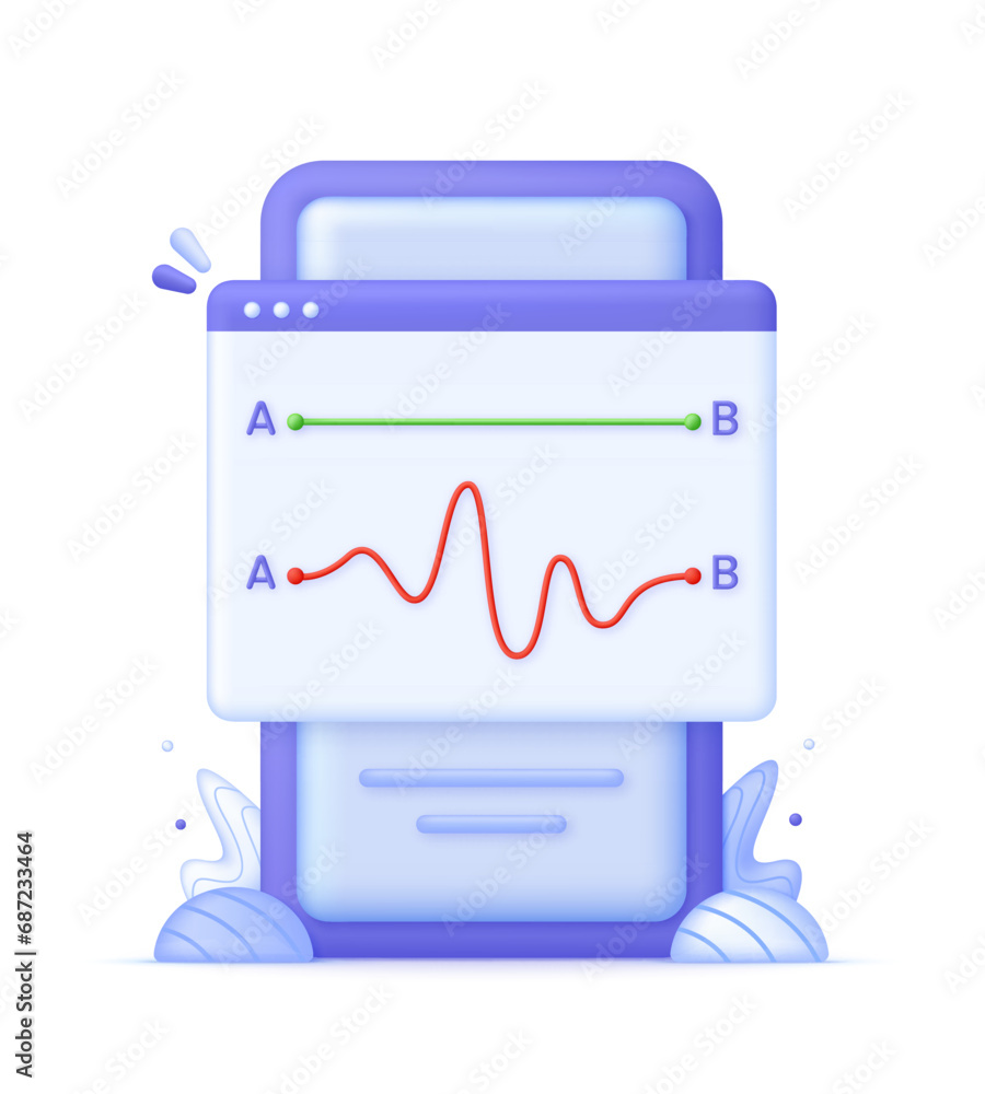 3D Chaos and easy simple way from point A to B on Phone. Concept of bad or good idea and correct or incorrect pathway. 3D Chaos and easy simple way from point A to B on Phone. Concept of bad or good idea and correct or incorrect pathway.