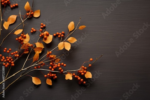Buckthorn branches on the black background photo