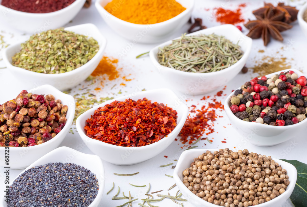 Assorted various spices, various herbs and spices Assorted various spices, various herbs and spices