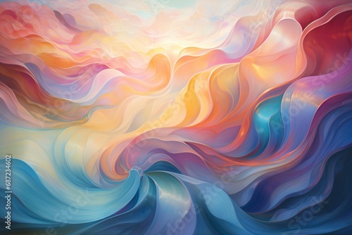 Harmonious waves of radiant energy merging and diverging in a symphony of light and color.