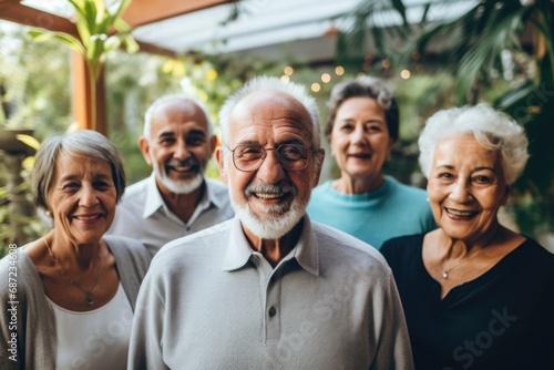 Portrait of a elderly group of senior people in a nursing home