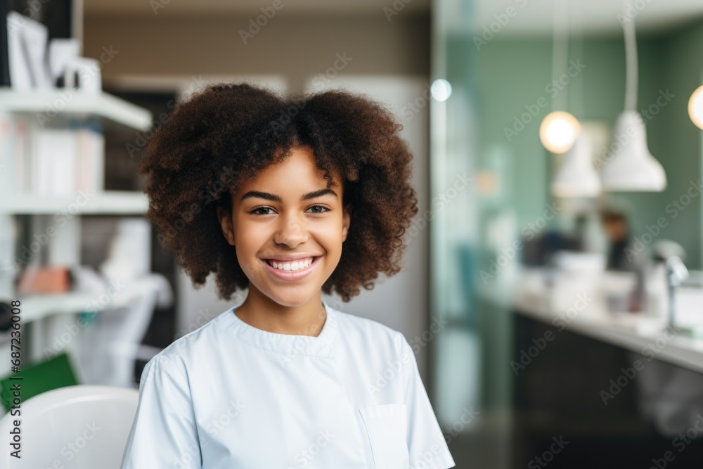 Portrait of a smiling young girl in the dentist office Portrait of a smiling young girl in the dentist office