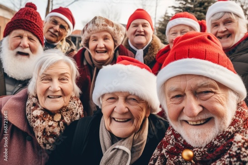 Group portrait of diverse senior people in a nursing home
