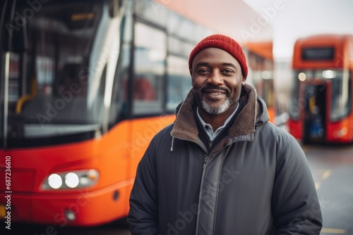 Portrait of a middle aged male bus driver