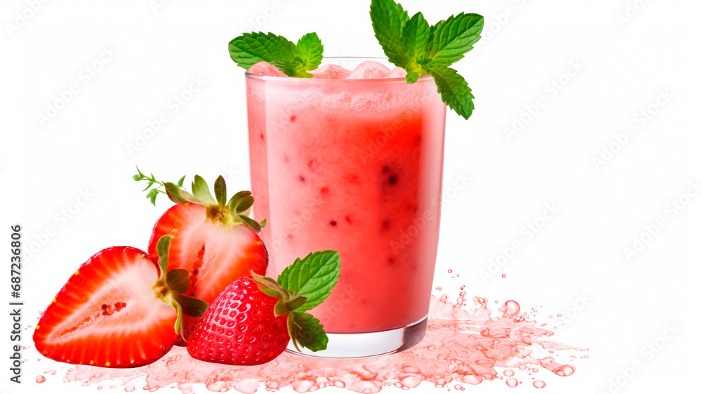 A refreshing summer smoothie made from a variety of fresh fruits and berries on a white background. A refreshing summer smoothie made from a variety of fresh fruits and berries on a white background.