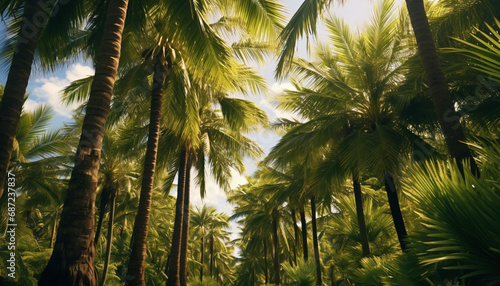 Focused Palm Trees in a Beautiful Grove Landscape 