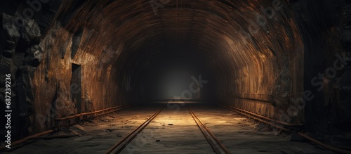 Tunnel with a track Copy space image Place for adding text or design photo