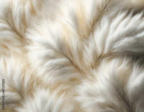White fluffy fur texture surface background.