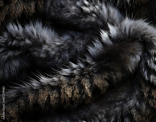 Grey fluffy soft fur texture surface as background. © Kati Lenart