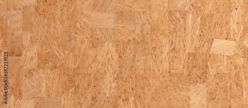 Tileable 3D rendering of a light brown background texture made from compressed wood particle board such as redwood pine oak fiberboard plywood or OSB Copy space image Place for adding text or d