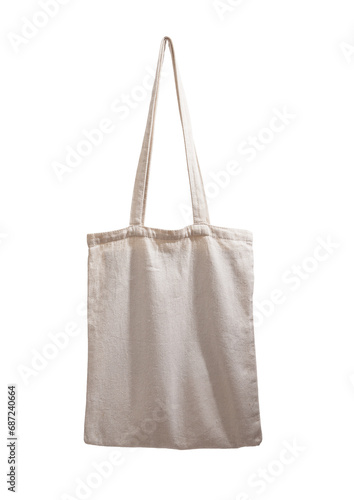 Natural cotton tote bag mockup, isolated on white background. Organic textile linen canvas shopper png