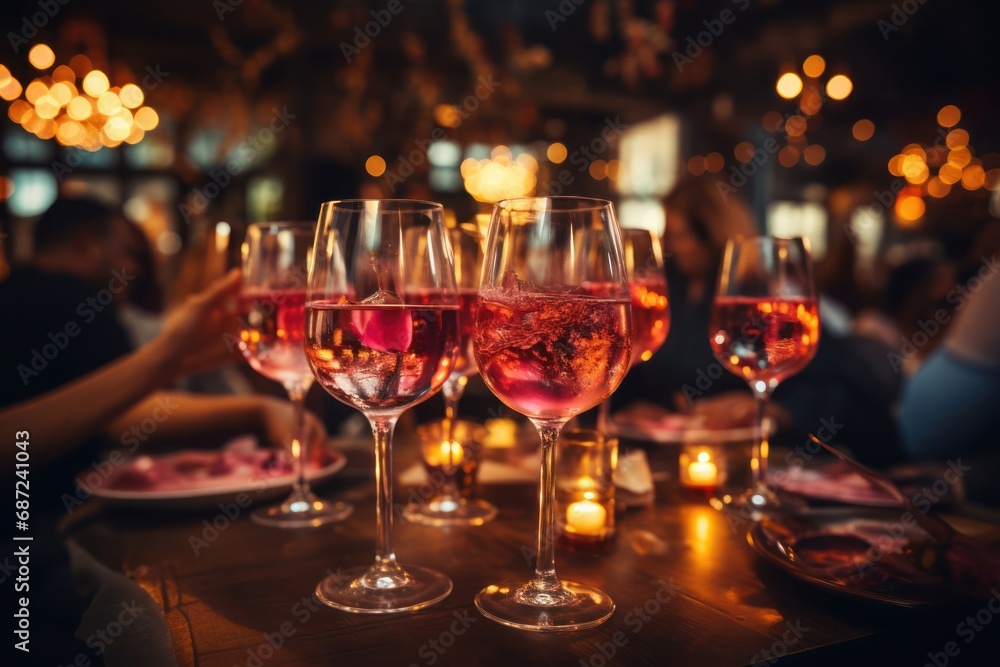 Joyful Gathering of Wine Glasses on a Table Generative AI Joyful Gathering of Wine Glasses on a Table Generative AI