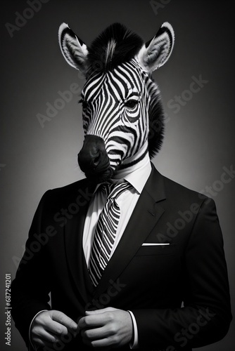 a zebra wearing a suit and tie