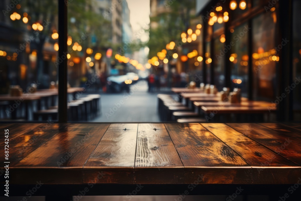 Rustic Wooden Table with a Serene View of Nature Perfect for Enjoying Generative AI Rustic Wooden Table with a Serene View of Nature Perfect for Enjoying Generative AI