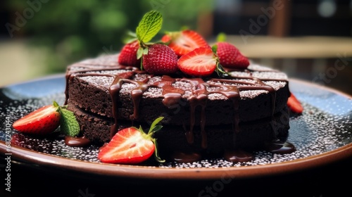 A delectable and healthy homemade chocolate cake creatively crafted with finger millet flour, replacing the traditional all-purpose flour. The cake is beautifully adorned