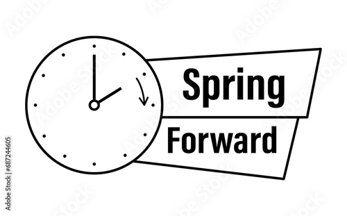 Summer time. Daylight saving time. Spring forward clock vector icon