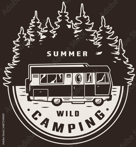 Badge, Hiking, Camping - Symbol. Vector