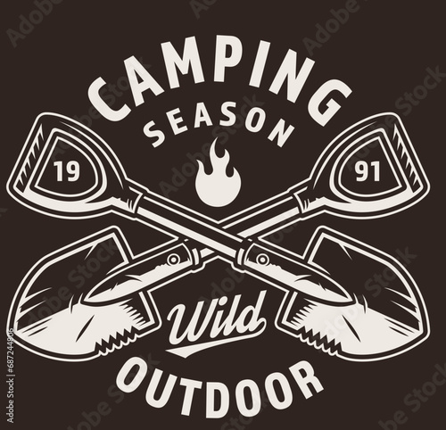 Badge, Hiking, Camping - Symbol. Vector
