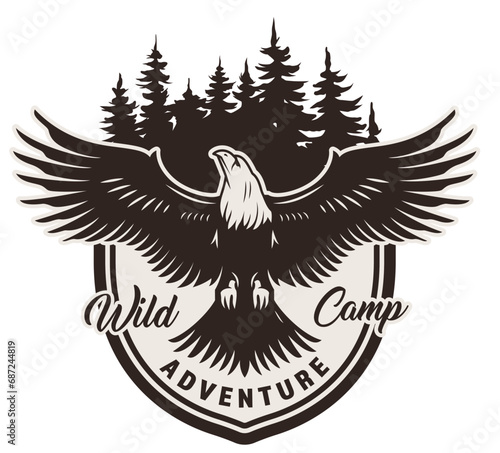 Badge, Hiking, Camping - Symbol. Vector