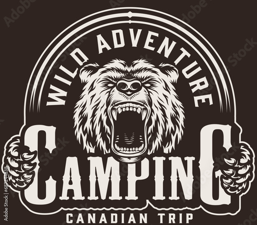 Badge, Hiking, Camping - Symbol. Vector